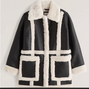 Abercrombie Sherpa-Lined Vegan Leather Coat
